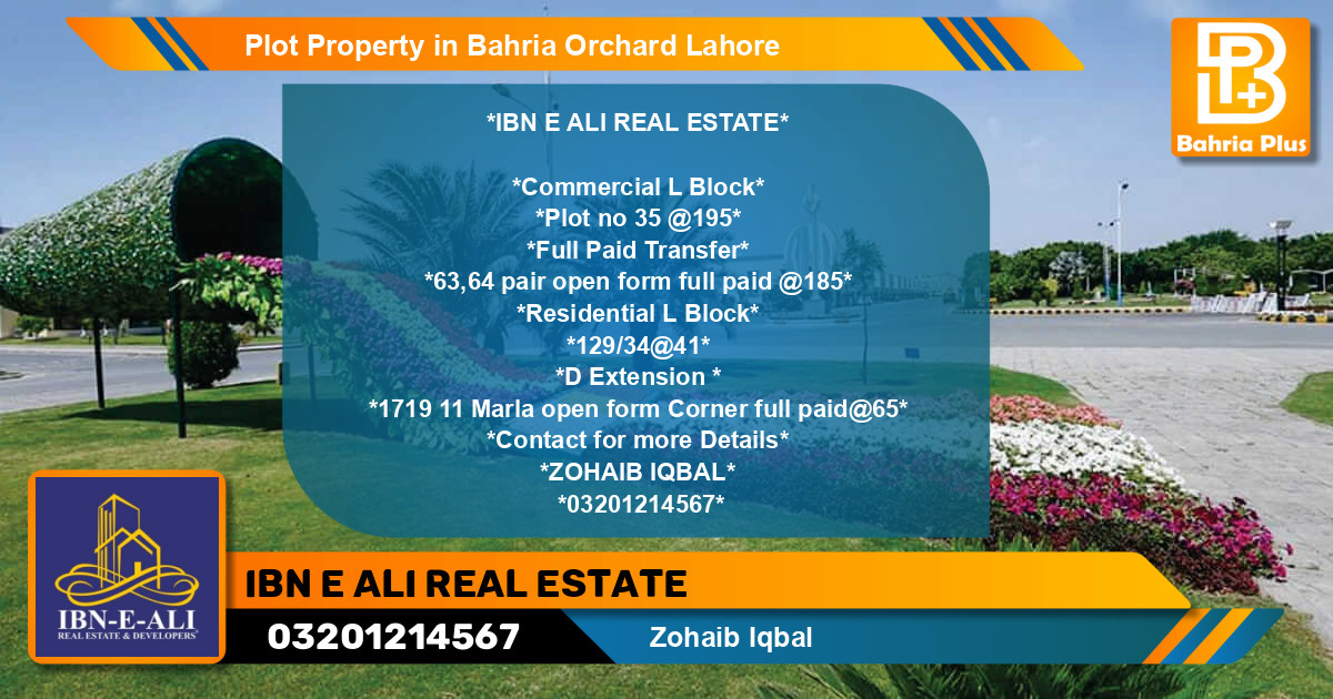 Commercial Plot for Sale in Bahria Orchard, Lahore - (BP-77557)