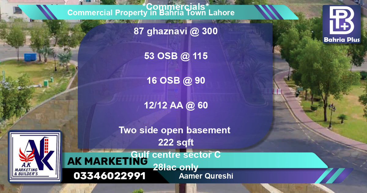 Commercial Property for Sale in Bahria Town, Lahore - (BP-77595)