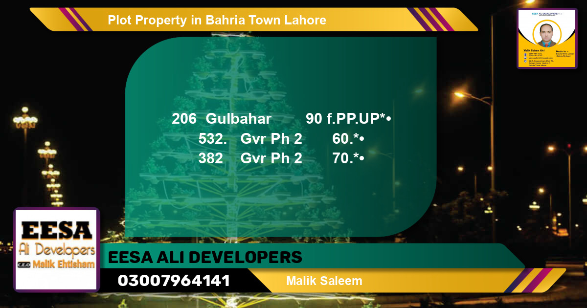 Residential Plot for Sale in Bahria Town, Lahore - (BP-77603)