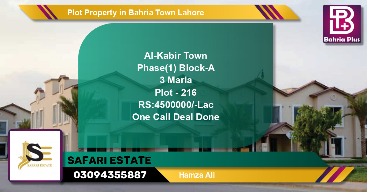 Residential Plot for Sale in Bahria Town, Lahore - (BP-77631)