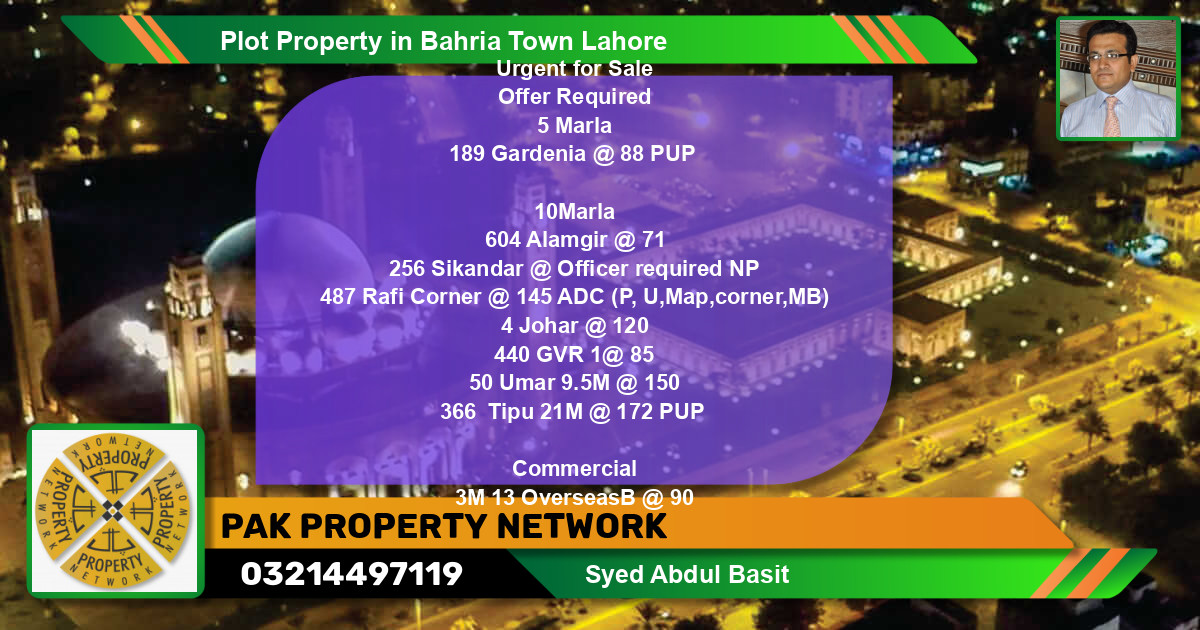 Commercial Plot for Sale in Bahria Town, Lahore - (BP-77641)