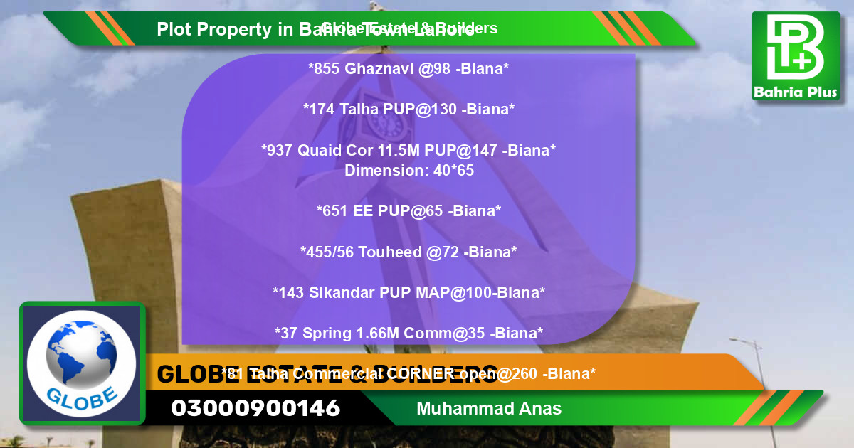 Commercial Plot for Sale in Bahria Town, Lahore - (BP-77655)
