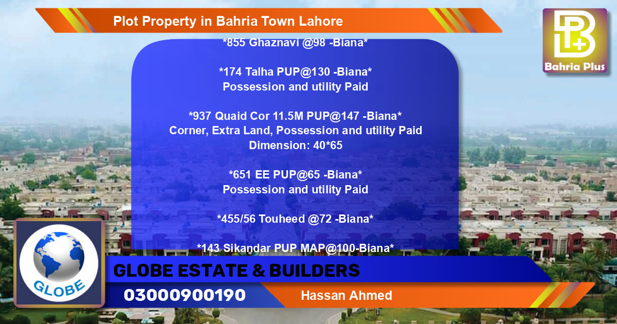 Residential Plot for Sale in Bahria Town, Lahore - (BP-77658)