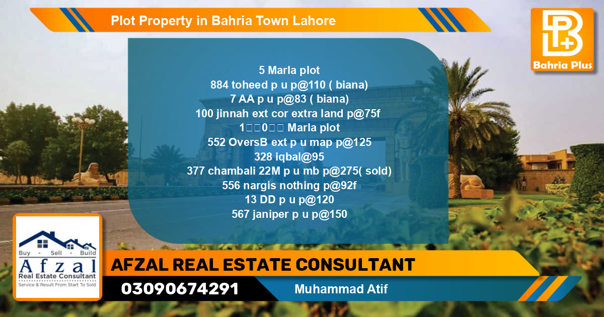Residential Plot for Sale in Bahria Town, Lahore - (BP-77691)