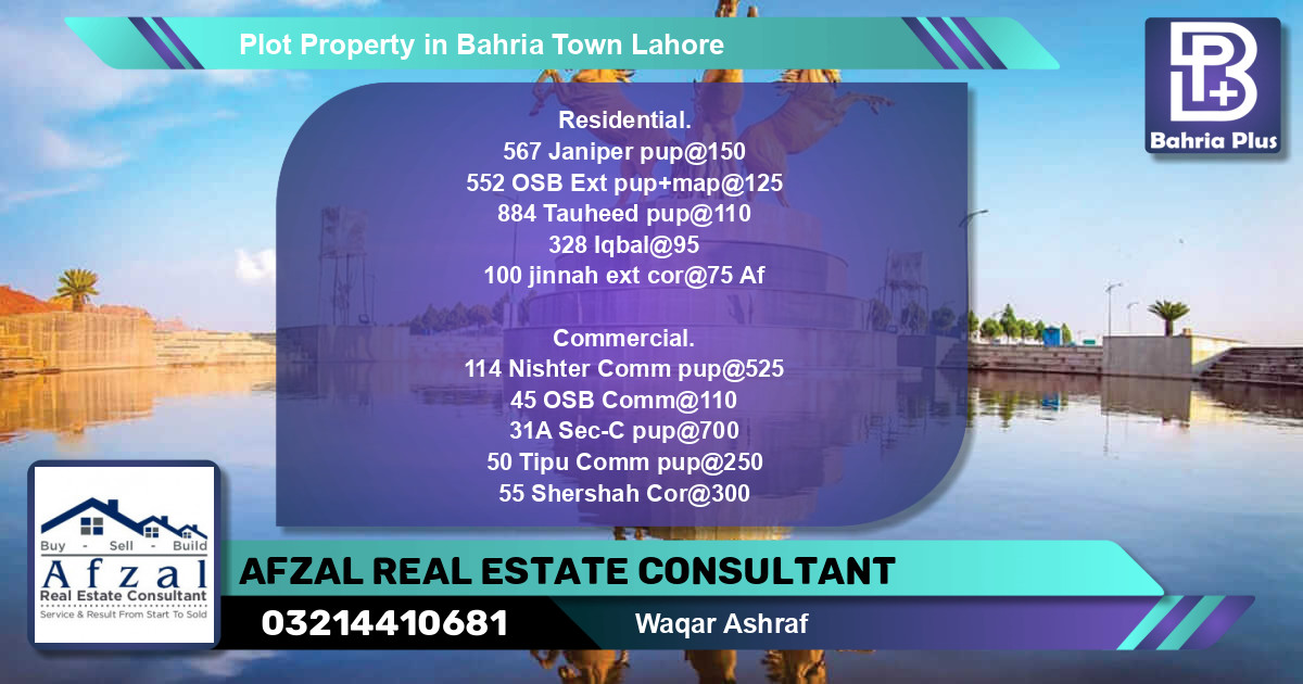 Commercial Plot for Sale in Bahria Town, Lahore - (BP-77695)