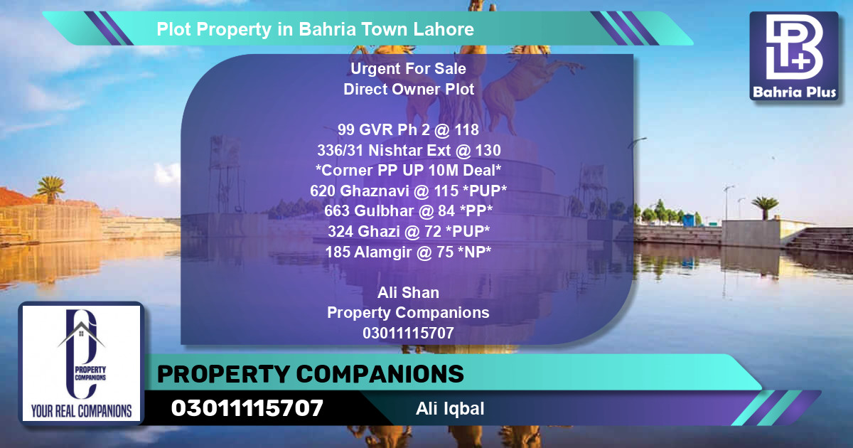 Residential Plot for Sale in Bahria Town, Lahore - (BP-77731)