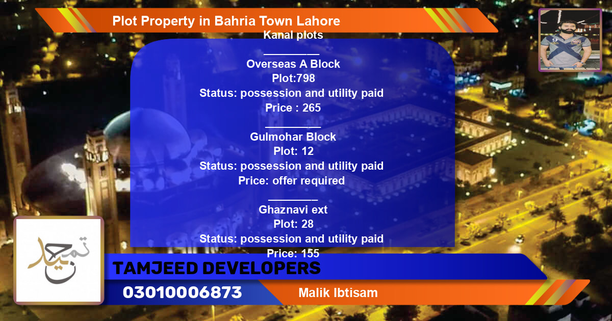 Residential Plot for Sale in Bahria Town, Lahore - (BP-77741)