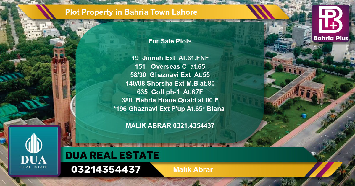 Residential Plot for Sale in Bahria Town, Lahore - (BP-77742)