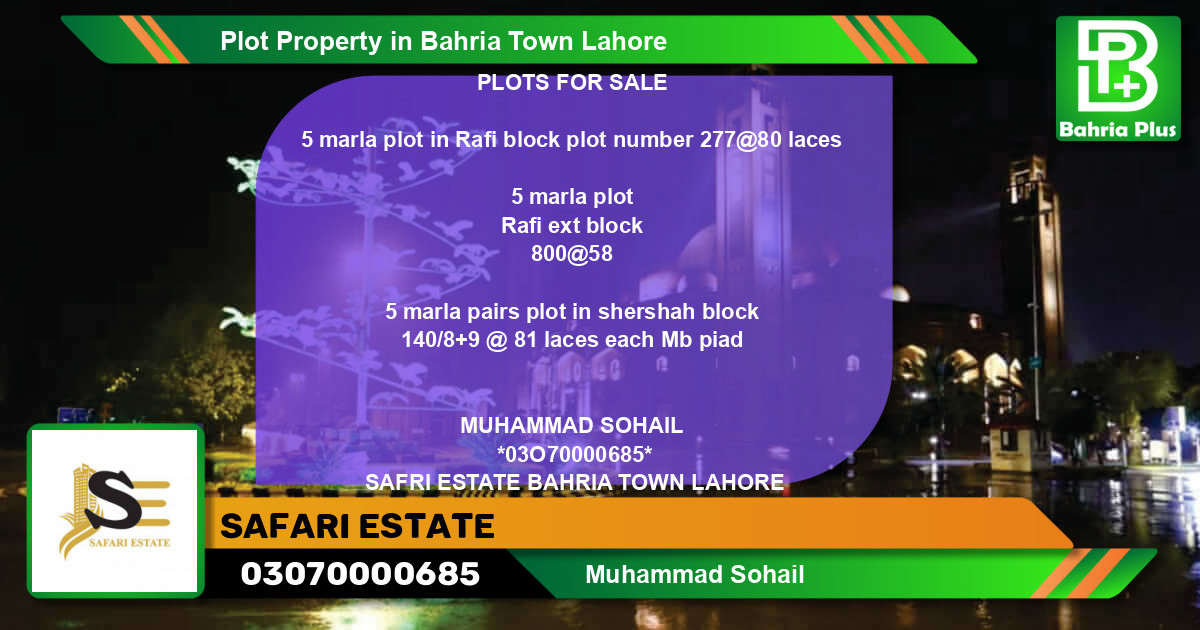 Residential Plot for Sale in Bahria Town, Lahore - (BP-77802)