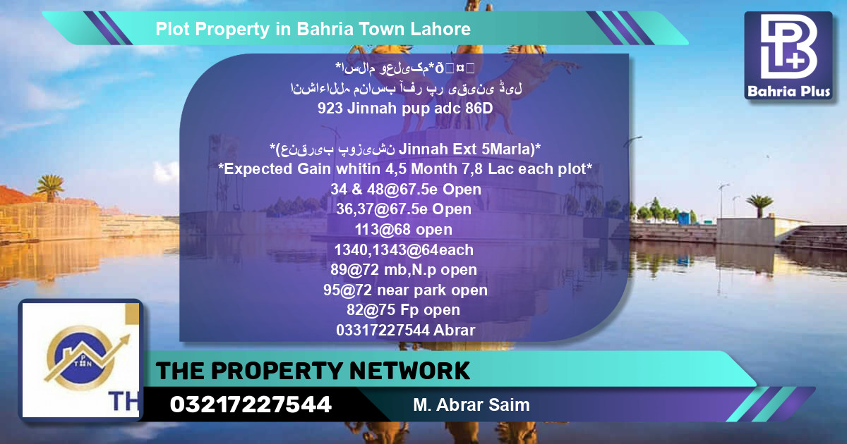 Residential Plot for Sale in Bahria Town, Lahore - (BP-77836)