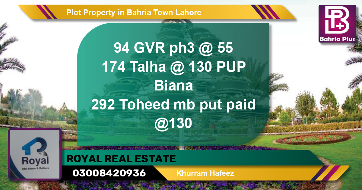 Residential Plot for Sale in Bahria Town, Lahore - (BP-77852)