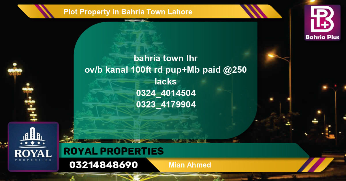 Residential Plot for Sale in Bahria Town, Lahore - (BP-77874)