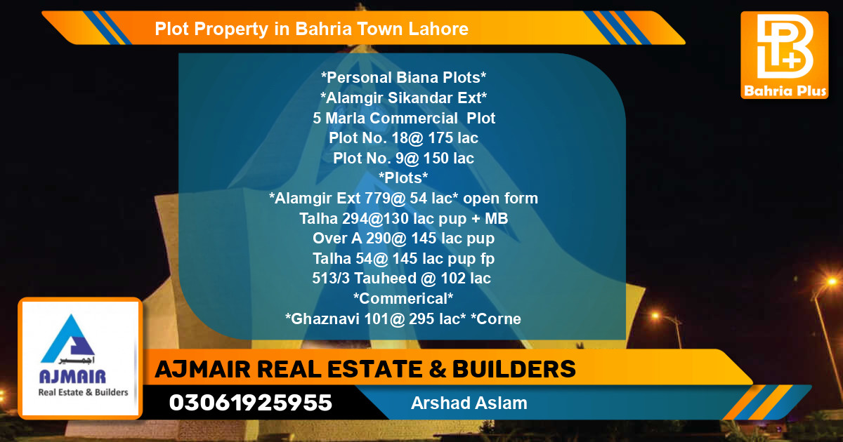 Commercial Plot for Sale in Bahria Town, Lahore - (BP-77890)