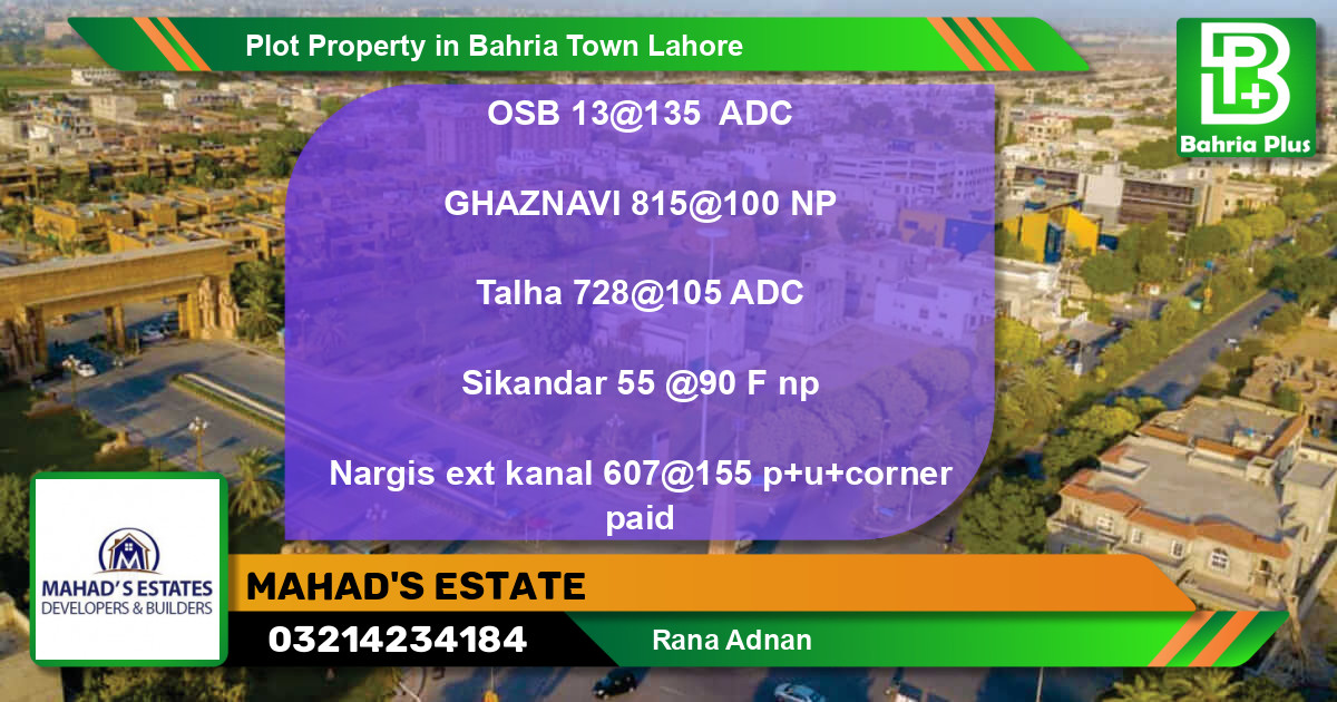 Residential Plot for Sale in Bahria Town, Lahore - (BP-77900)