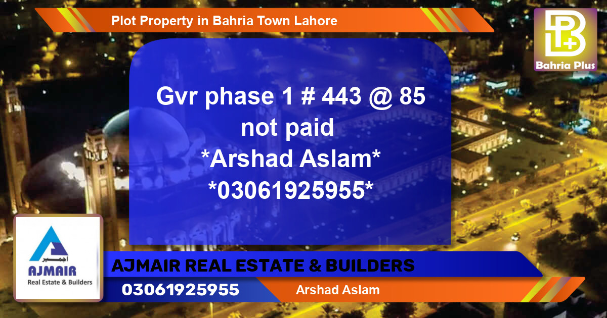 Residential Plot for Sale in Bahria Town, Lahore - (BP-77906)