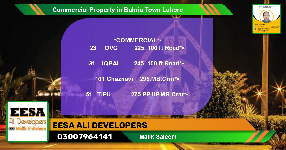 Commercial Property for Sale in Bahria Town, Lahore - (BP-77921)