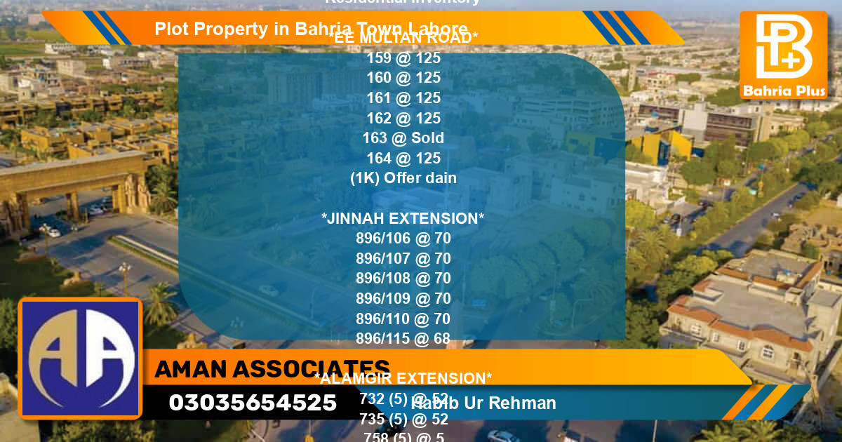 Residential Plot for Sale in Bahria Town, Lahore - (BP-77951)