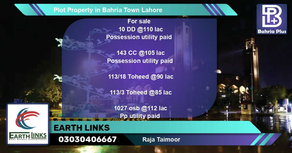Residential Plot for Sale in Bahria Town, Lahore - (BP-77967)