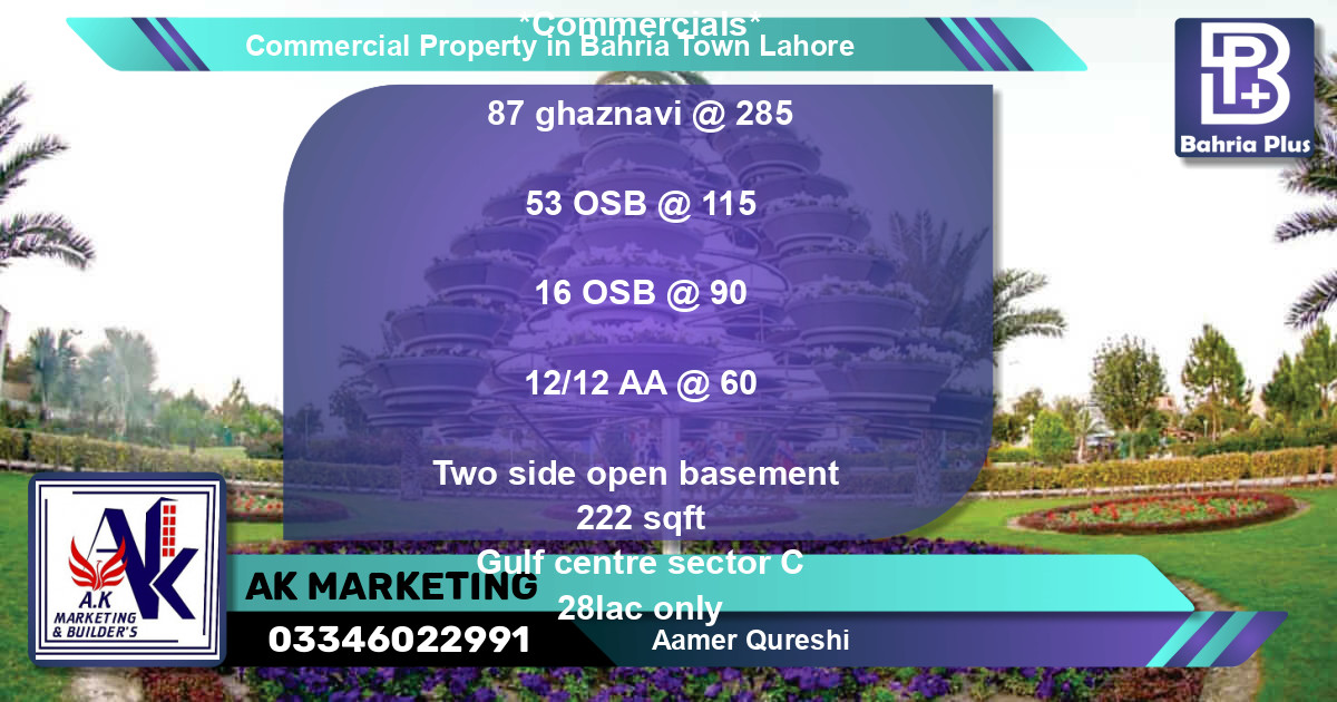Commercial Property for Sale in Bahria Town, Lahore - (BP-77983)