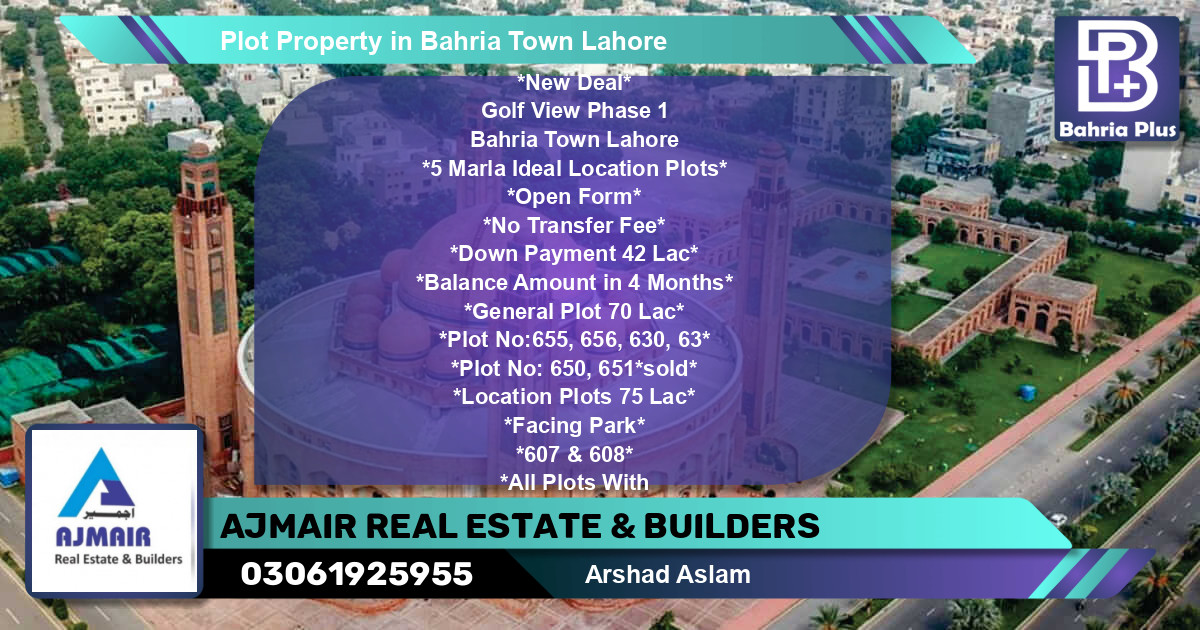 Residential Plot for Sale in Bahria Town, Lahore - (BP-78025)