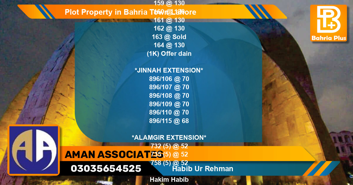 Residential Plot for Sale in Bahria Town, Lahore - (BP-78079)