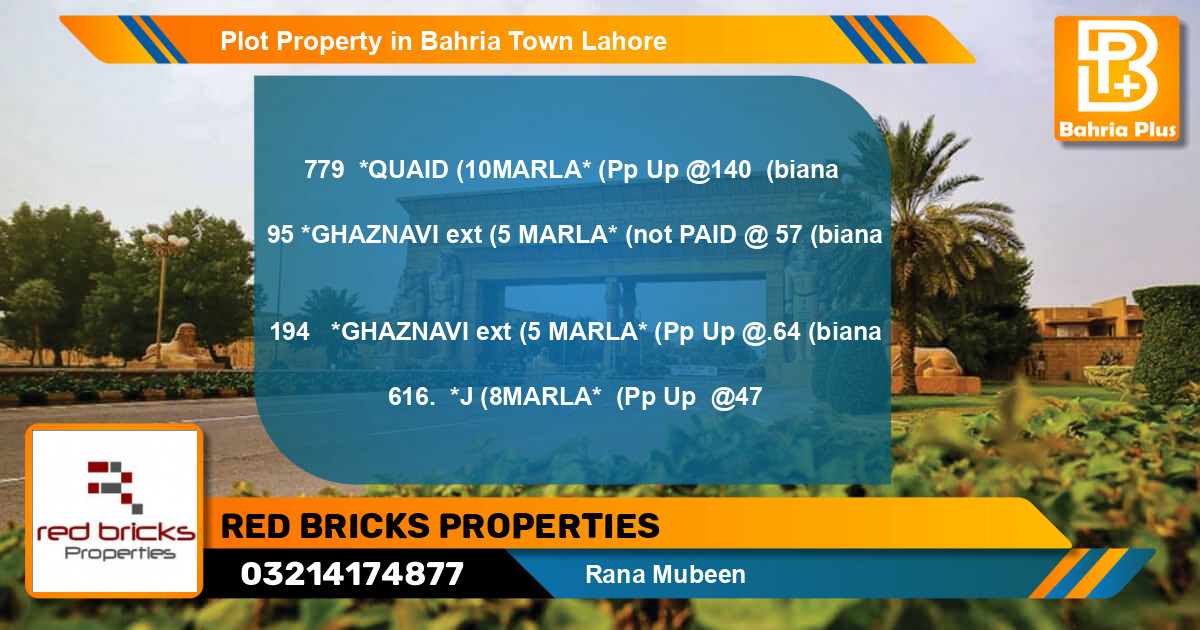 Residential Plot for Sale in Bahria Town, Lahore - (BP-78089)