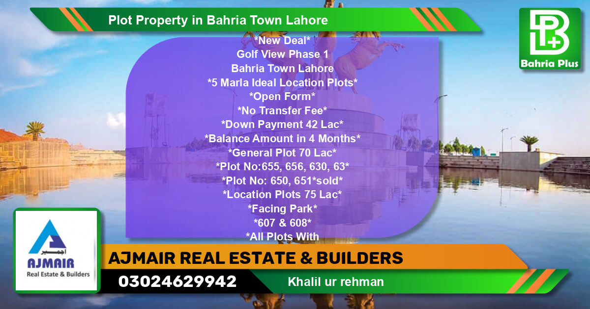 Residential Plot for Sale in Bahria Town, Lahore - (BP-78093)