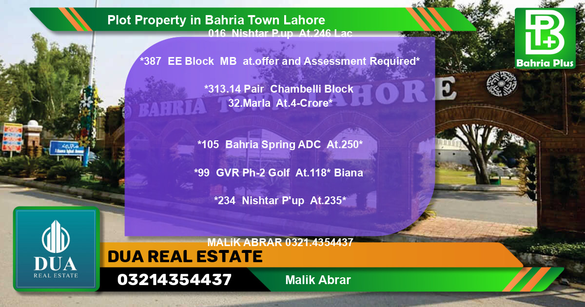 Residential Plot for Sale in Bahria Town, Lahore - (BP-78099)