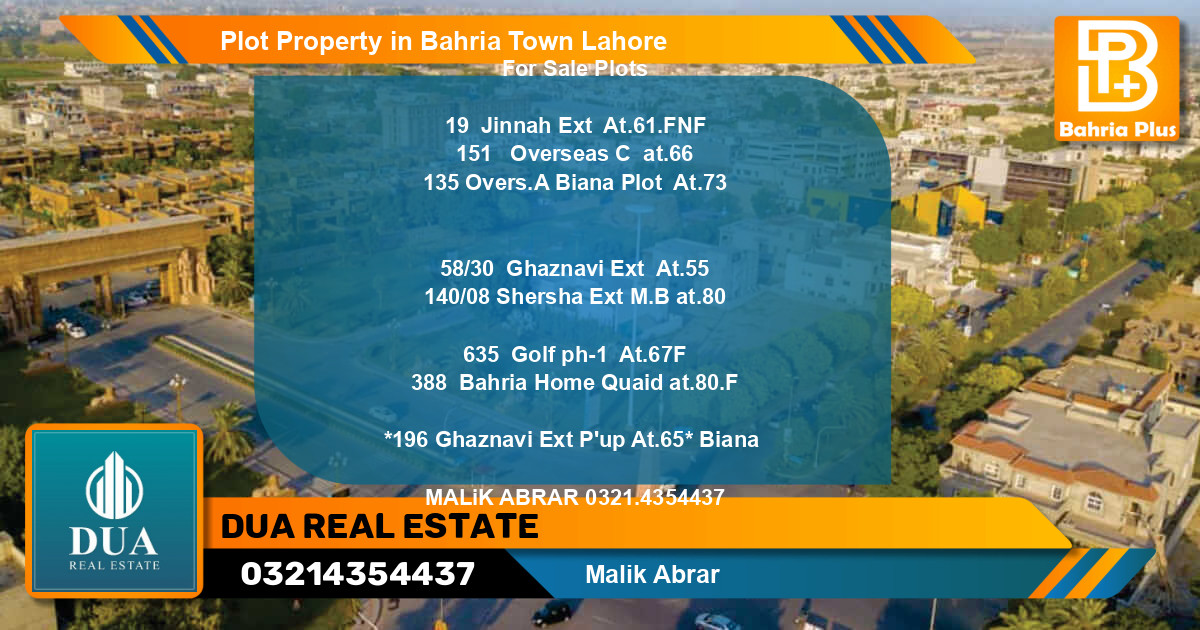 Residential Plot for Sale in Bahria Town, Lahore - (BP-78100)