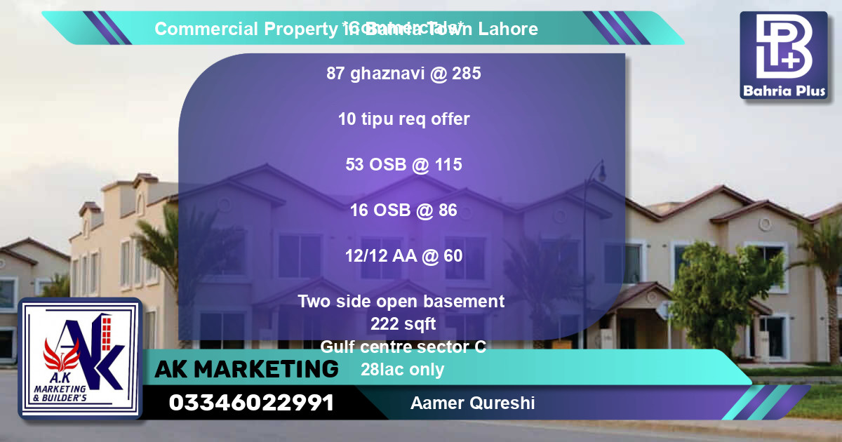 Commercial Property for Sale in Bahria Town, Lahore - (BP-78136)