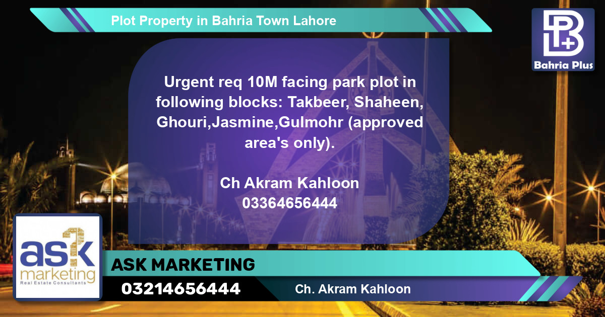Residential Plot for Sale in Bahria Town, Lahore - (BP-78141)