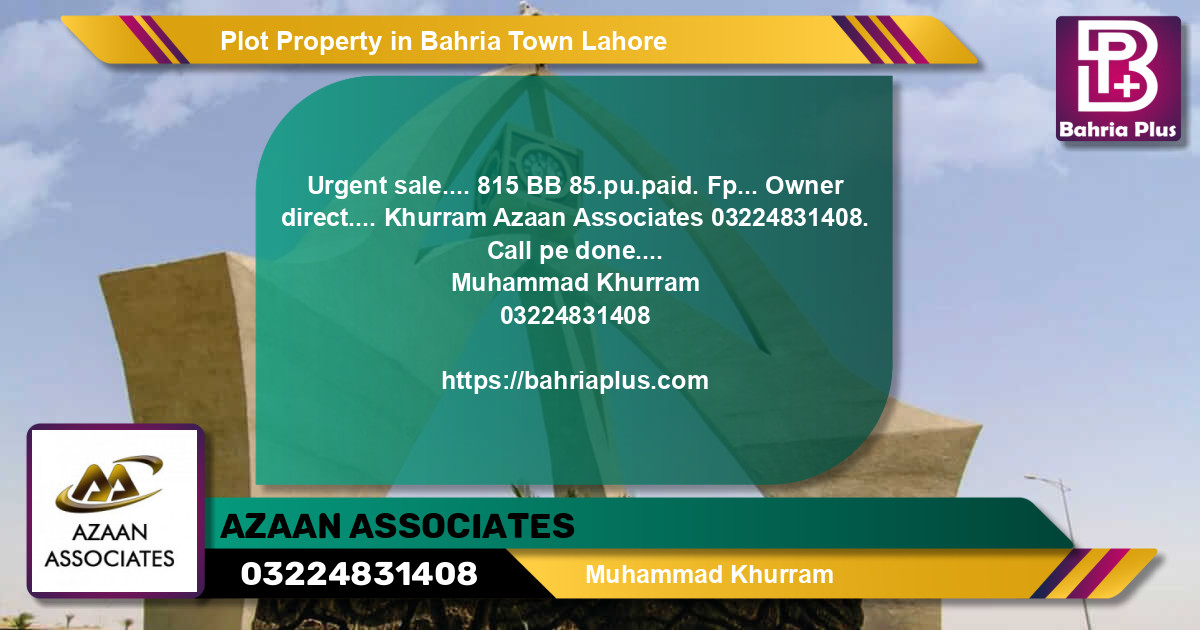 Residential Plot for Sale in Bahria Town, Lahore - (BP-78166)