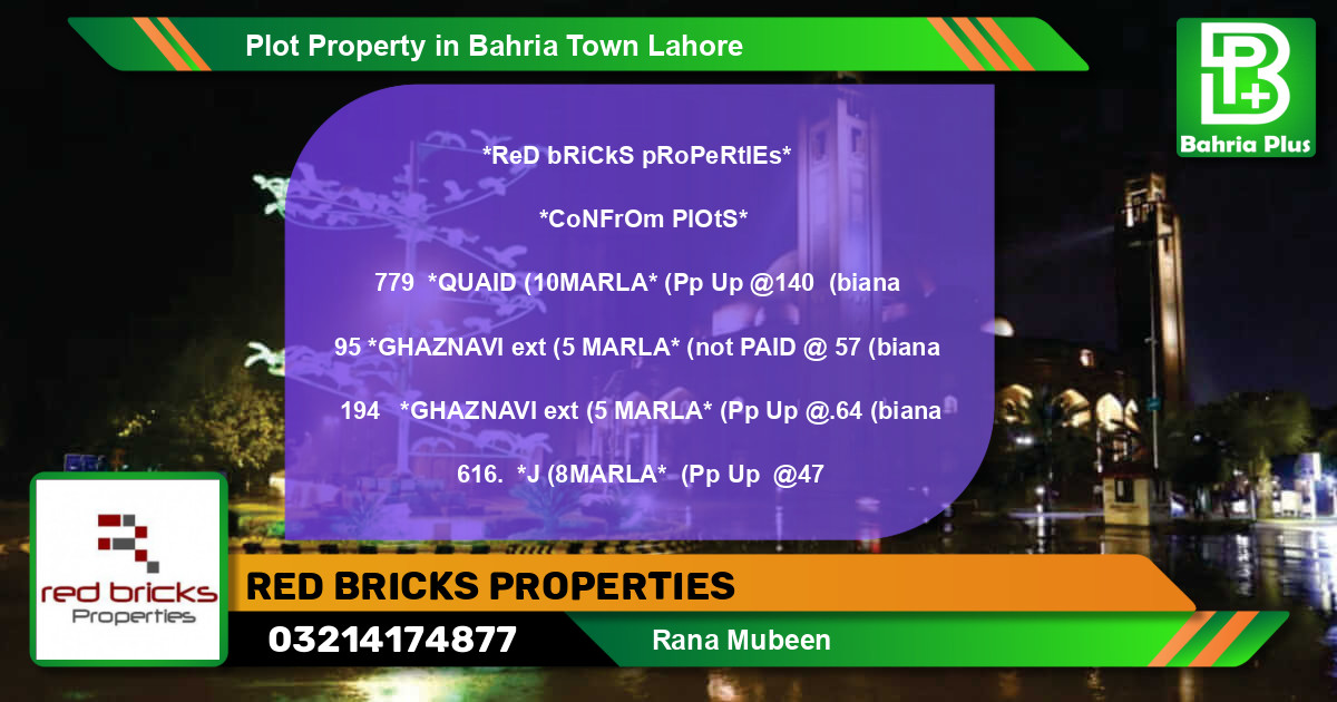 Residential Plot for Sale in Bahria Town, Lahore - (BP-78173)