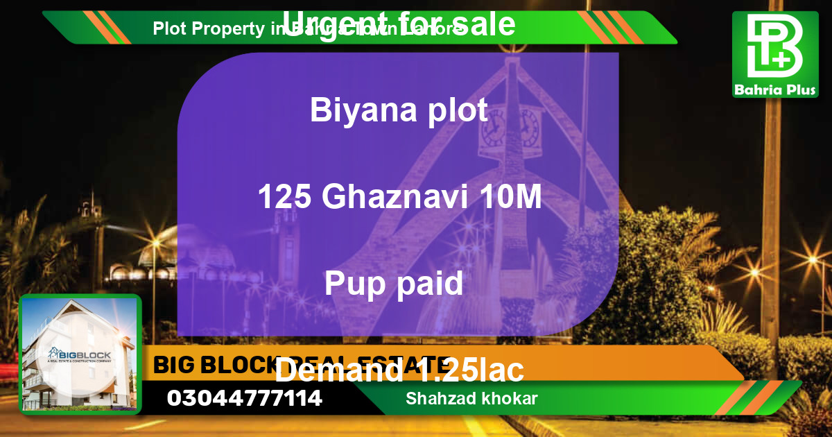 Residential Plot for Sale in Bahria Town, Lahore - (BP-78191)