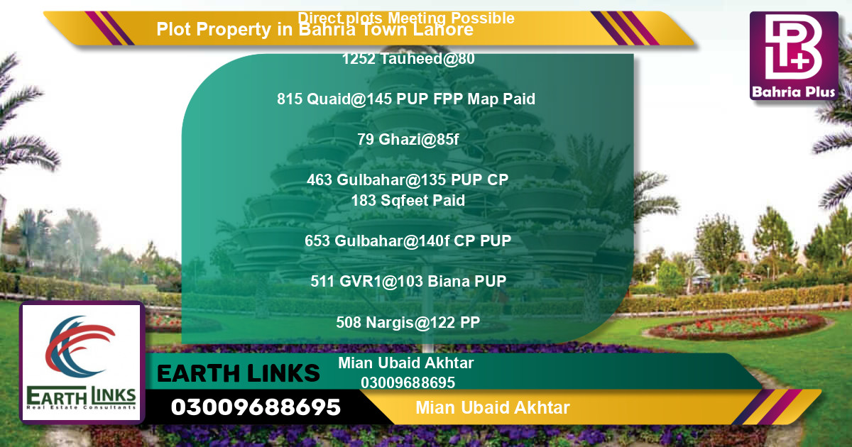 Residential Plot for Sale in Bahria Town, Lahore - (BP-78211)