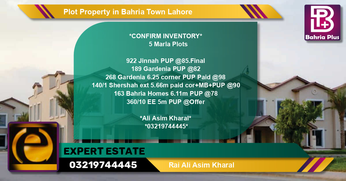 Residential Plot for Sale in Bahria Town, Lahore - (BP-78233)
