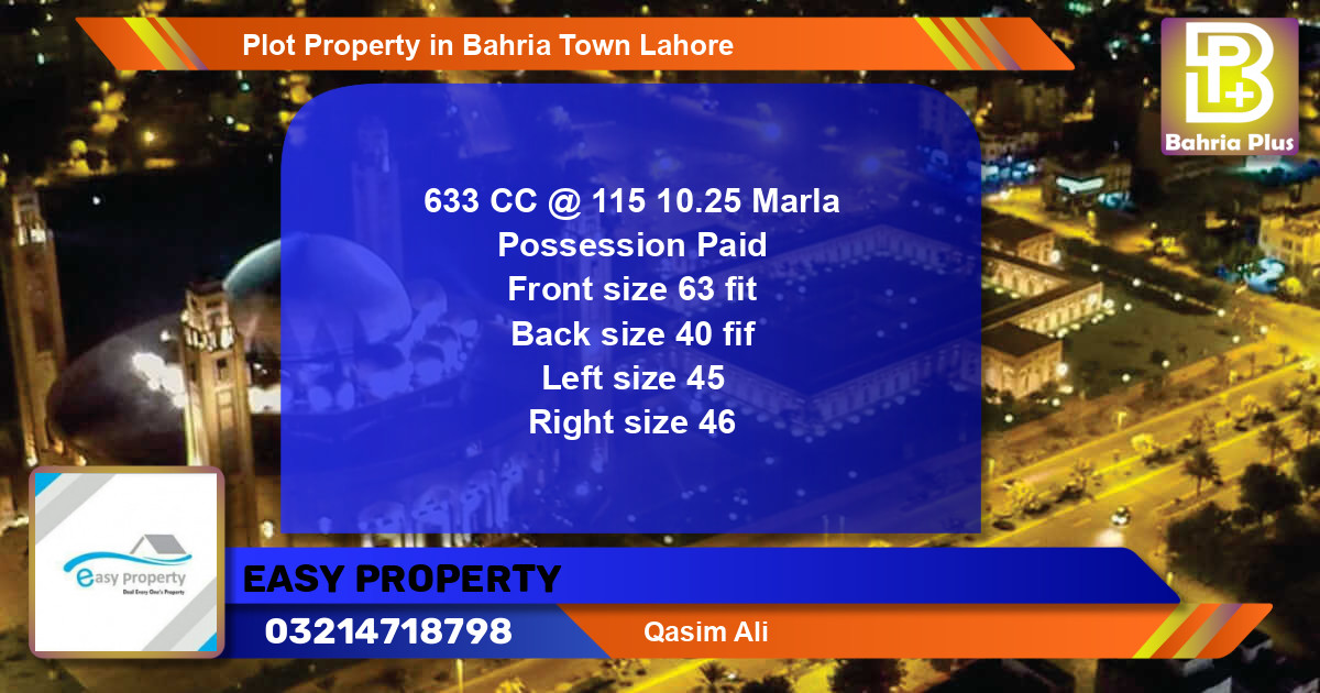 Residential Plot for Sale in Bahria Town, Lahore - (BP-78250)