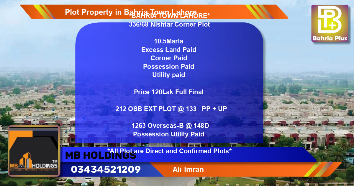 Residential Plot for Sale in Bahria Town, Lahore - (BP-78270)
