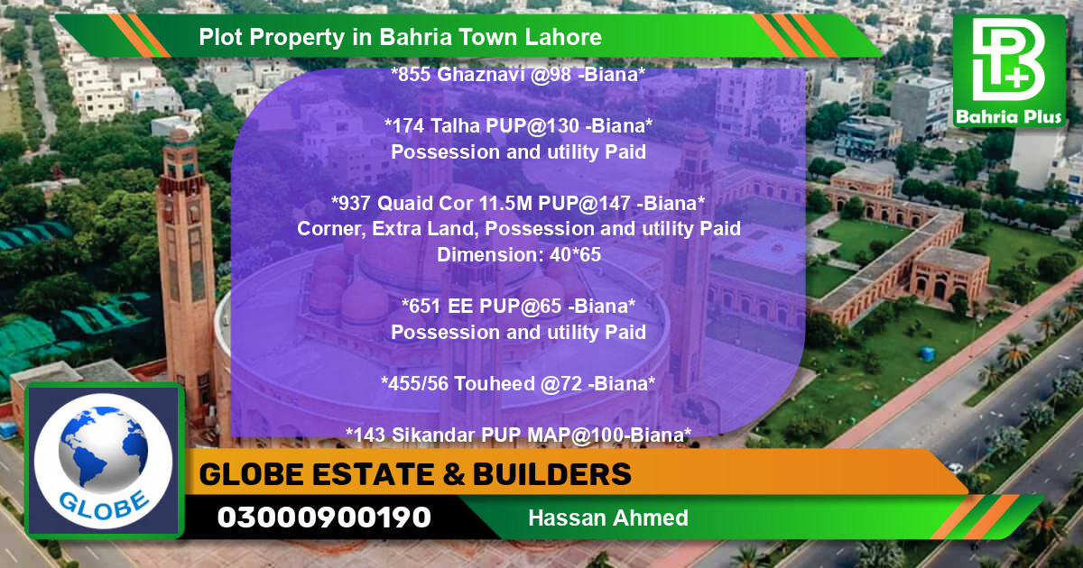 Residential Plot for Sale in Bahria Town, Lahore - (BP-78300)