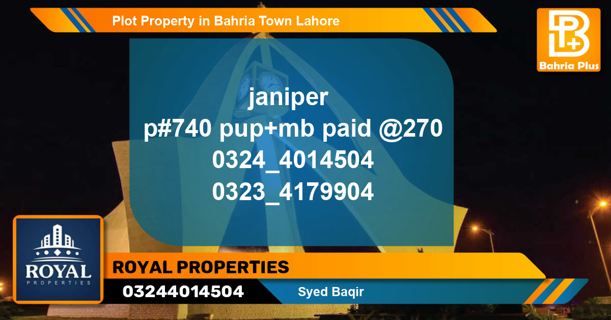 Residential Plot for Sale in Bahria Town, Lahore - (BP-78318)