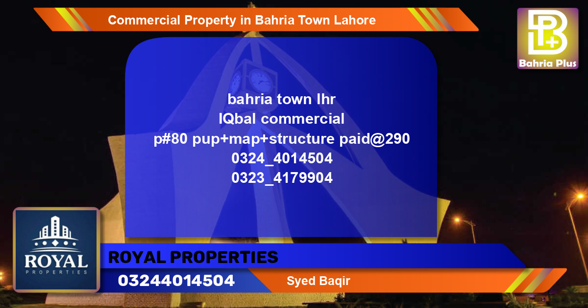 Commercial Property for Sale in Bahria Town, Lahore - (BP-78329)