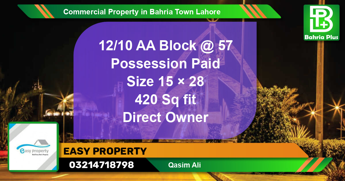 Commercial Property for Sale in Bahria Town, Lahore - (BP-78331)