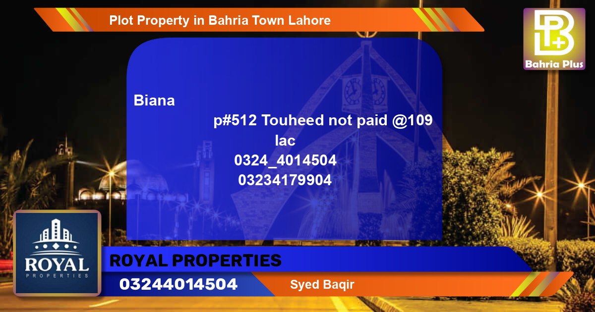 Residential Plot for Sale in Bahria Town, Lahore - (BP-78335)