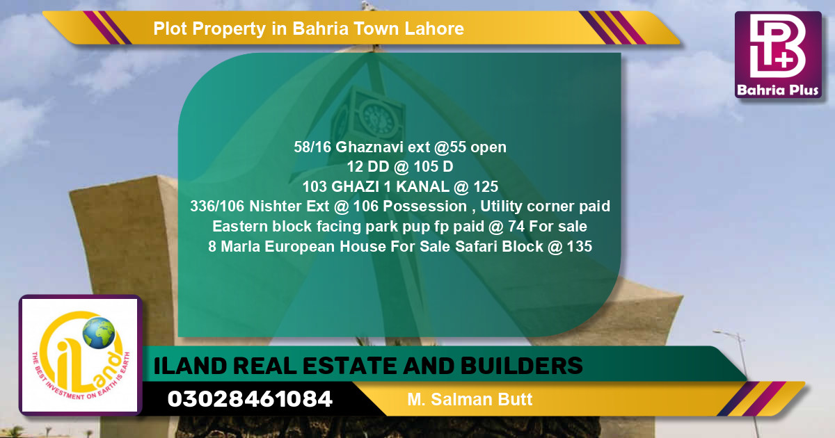 Residential Plot for Sale in Bahria Town, Lahore - (BP-78348)