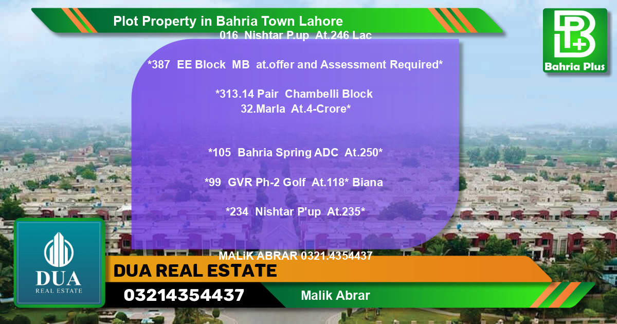 Residential Plot for Sale in Bahria Town, Lahore - (BP-78369)