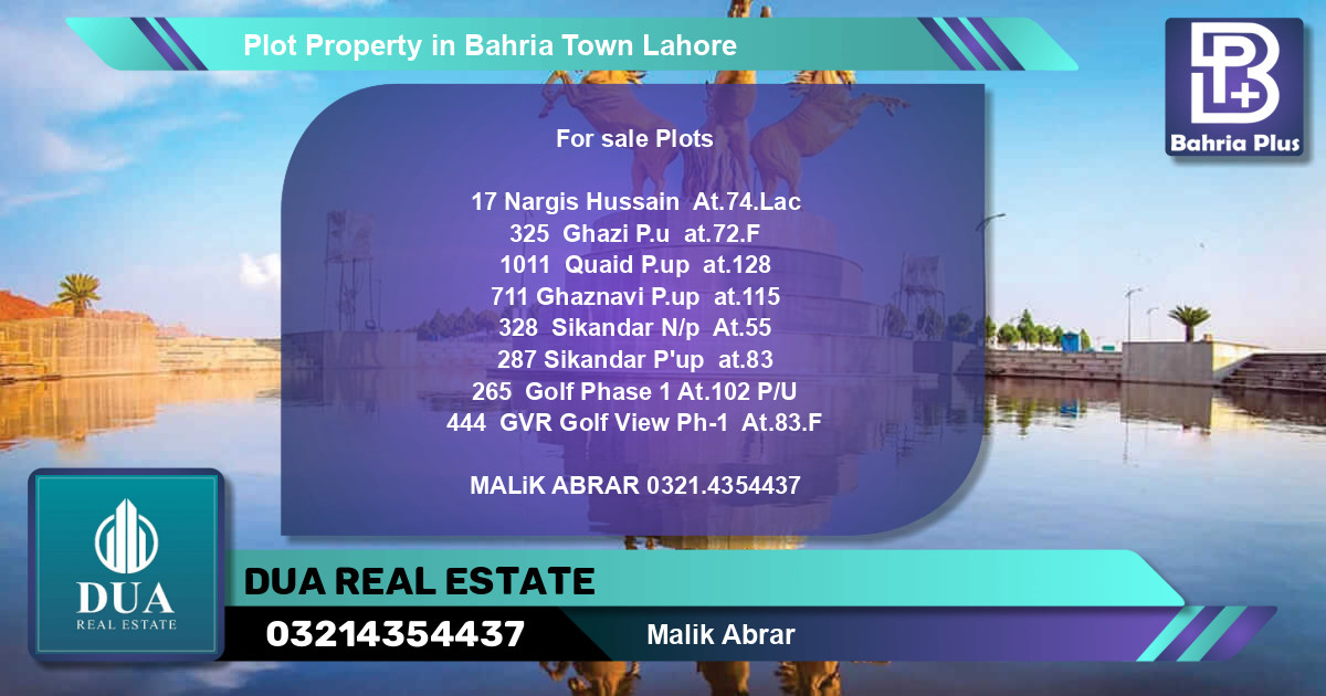 Residential Plot for Sale in Bahria Town, Lahore - (BP-78374)