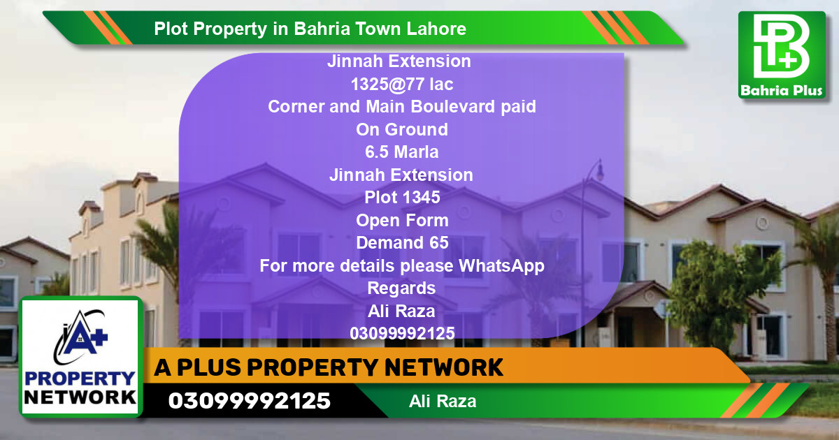 Residential Plot for Sale in Bahria Town, Lahore - (BP-78380)