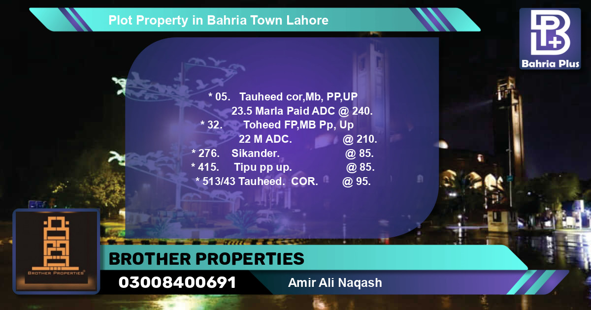 Residential Plot for Sale in Bahria Town, Lahore - (BP-78409)