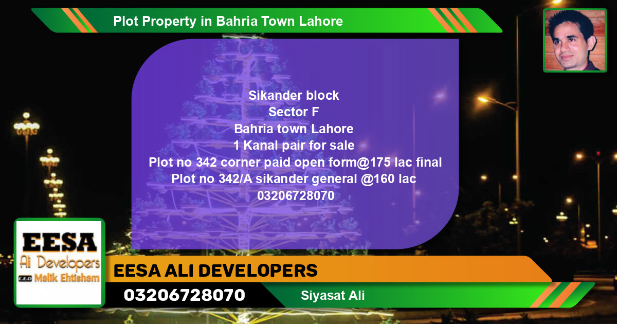 Residential Plot for Sale in Bahria Town, Lahore - (BP-78486)