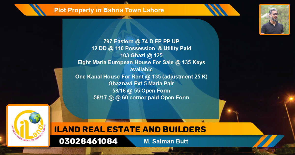 Residential Plot for Sale in Bahria Town, Lahore - (BP-78487)
